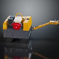 Small Yellow Road Roller With Red Engine And Long Handle Design