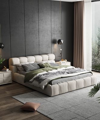 Modern Background Double Bed Double Bed 3d model