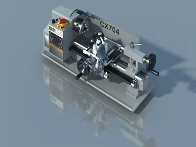 CX704 Lathe Machine With Control Panel And Rotating Components For Industrial Use 3d model