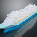 Cartoon Style Cruise Ship Illustration With White Body Blue Bottom And Yellow Windows