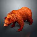 Red Bear 3D Model With Detailed Fur Texture And Standing Pose On Gray Background 3d model