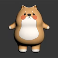 Cute Yellow And White Plush Toy Dog With Round Body And Blush Cheeks