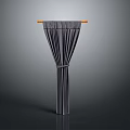 Gray Pleated Curtain With Orange Rod Tied Design For Home Interior
