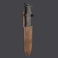 Rustic Leather Sheath Knife With Metal Handle And Sharp Blade Design 3d model