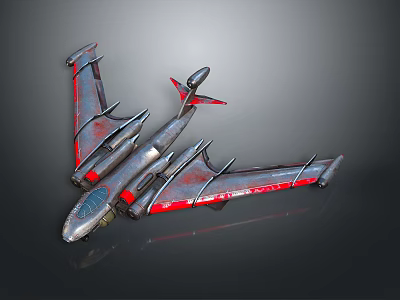 Futuristic Cosmic Spacecraft With Silver Red Exterior And Aerodynamic Wing Design For Space Exploration 3d model