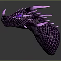 Purple Dragon Head Game Movie Character With Scales Spikes And Glowing Eyes