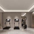 Modern Entertainment Room Interior With Fitness Equipment And Relaxation Seating Area