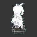 Game Character 3D Model With Blonde Hair Crown And Spiked Accessories On Pedestal