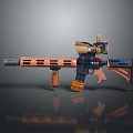 Modern Tactical Rifle With Orange Black Handguard And Tactical Scope Grip
