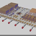 Efficient Industrial Equipment In Automated Warehouse With Conveyor Belts And Stacked Boxes
