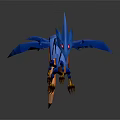 Blue Dragon 3D Model Featuring Long Slender Body Spiked Head Red Eyes Orange Tail Tip
