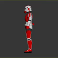 Red and White Armored Sci Fi Character With Helmet and 3D Model Design 3d model