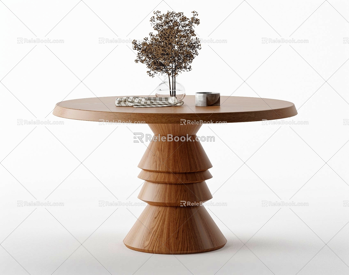 Round Table Ornaments for Quiet Wood Table 3d model