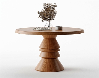 Round Table Ornaments for Quiet Wood Table 3d model