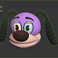 Cute Cartoon Dog Head Plush Toy with Purple Head Black Ears and Big Eyes