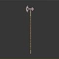 Long Handle Weapon With Pink Bow And Green Axe Blade Design