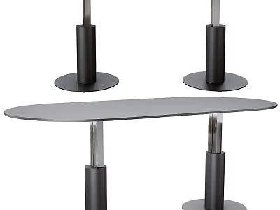 Modern Dining Table With Sleek Black Tabletop And Sturdy Metal Support Legs Design 3d model