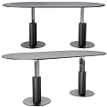 Modern Dining Table With Sleek Black Tabletop And Sturdy Metal Support Legs Design 3d model