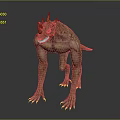 Detailed Mythical Creature Sculpture Featuring Horns Muscular Body Claws And Textured Skin