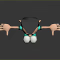 3D Animated Game Character With Brown Hair Green T Shirt And Open Arms