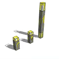 Outdoor Lights With Various Heights Gray Pillars And Yellow Light Panels