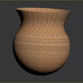 Handcrafted Orange Ceramic Vase With Wavy Carved Patterns And Geometric Designs 3d model