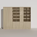 Modern Minimalist Wooden Display Cabinet With Multiple Compartments And Light Wood Tone
