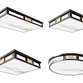 Modern Ceiling Lights With Square And Round Designs Black Frame Decorative Panels 3d model