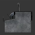 Small House Model With Metal Roof Satellite Dish Chimney And Red Wall Patch