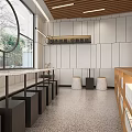 Modern Book Art Library Interior With Wooden Ceiling Arc Windows Bookshelves And Reception Desk