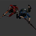 Two Women In Red And Blue Tactical Outfits Holding Rifles As Game Characters