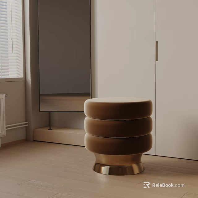 Modern Round Brown Side Table With Multi Layer Design And Gold Base In Living Room 3d model 
