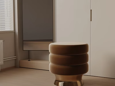 Modern Round Brown Side Table With Multi Layer Design And Gold Base In Living Room 3d model