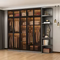 Modern Open Wardrobe Interior With Hanging Clothes Folded Garments And Decorative Storage Shelf