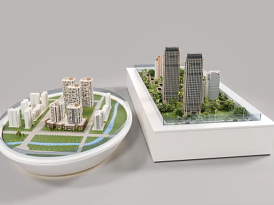 Commercial Equipment Architectural Models Featuring High Rise Buildings And Green Areas 3d model