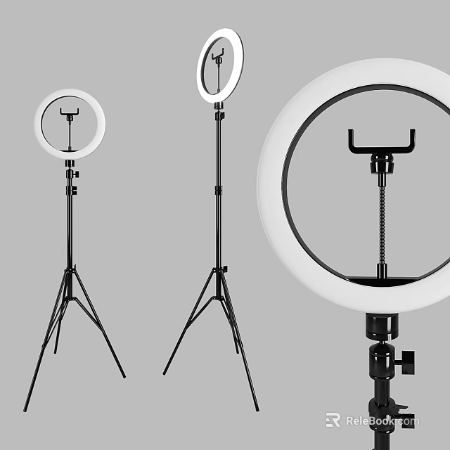 Different Sizes Ring Lights With Tripod Stands And Clamps For Photography Use 3d model 