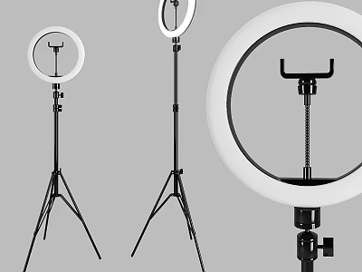 Different Sizes Ring Lights With Tripod Stands And Clamps For Photography Use 3d model