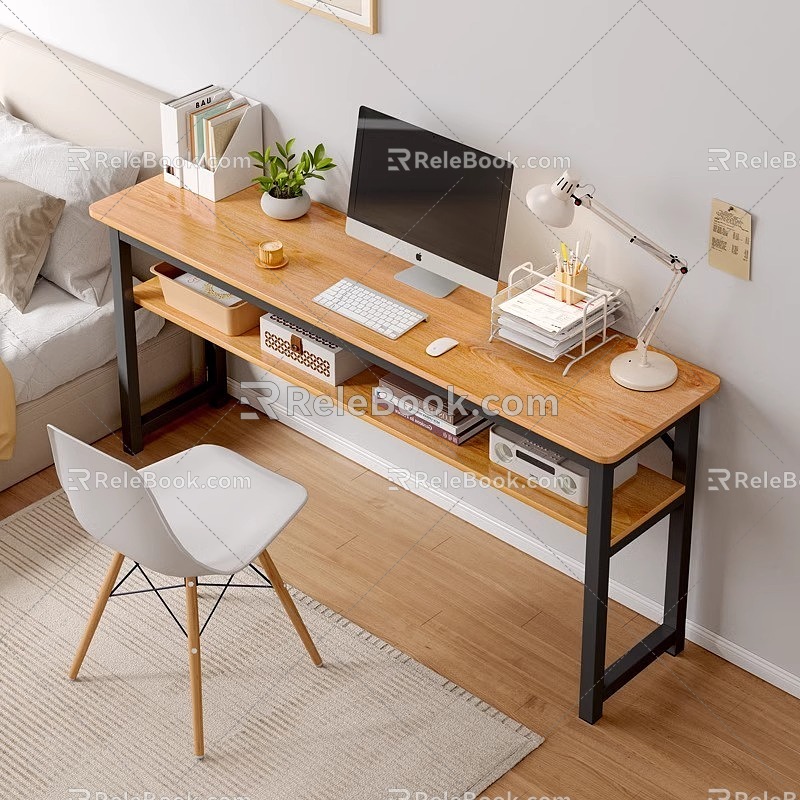 Computer Desk Desk Long Table Narrow Desk Bedside Table 3d model