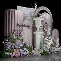 Elegant Wedding Decoration With Floral Arrangements Arch Pillars And Purple Pink Flowers