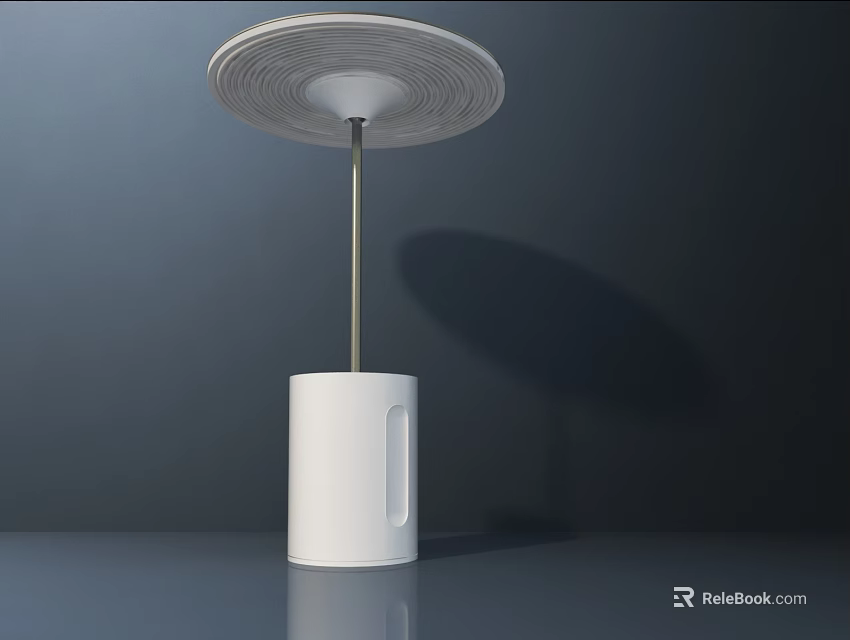 Modern Minimalist Table Lamp With White Cylindrical Base And Round Shade 3d model 