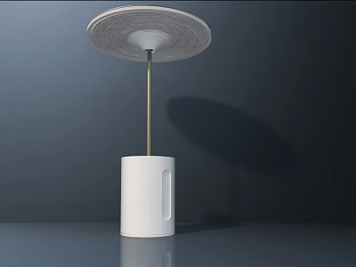 Modern Minimalist Table Lamp With White Cylindrical Base And Round Shade 3d model
