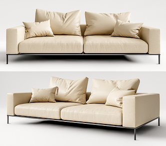 modern double sofa double leather sofa 3d model