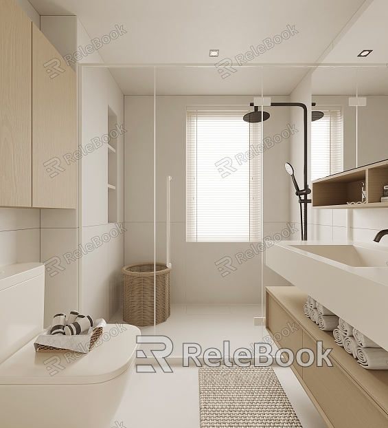 Modern Toilet Bathroom Toilet WC Public Toilet Bathroom Shower Room Toilet Washbasin Shower Partition Shower Room model