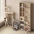 Functional Pet Storage Shelf With Cat Supplies Toys And Organized Compartments