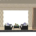 Classical Stone Pergola With Decorative Columns Cornice And Indoor Sofa Coffee Table 3d model