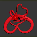 Red Demon Sculpture With Glowing Effect And Twisted Design On Circular Base
