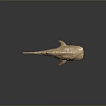 Realistic Golden Textured Shark Model Displayed on Grey Background with Reflection 3d model