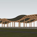 New Chinese Curved Corridor Curved Landscape Structures Paddy Field Post Rest Post Rest Corridor Public Space New Curved Corridor Curved Landscape Structures 3d model
