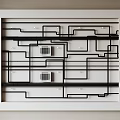 Black Pipes And Air Vents Arranged In Complex Layout Within White Frame 3d model