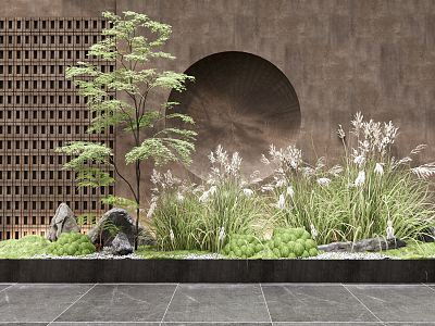 Modern landscape sketch courtyard landscape sketch plant landscape plant heap grass stone moss plant model